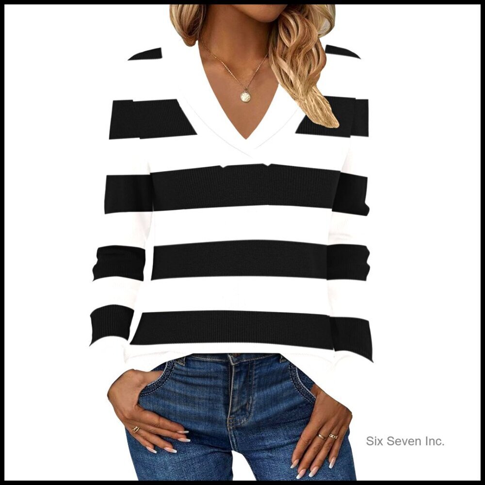 V-Neck Polo Collar Knit Tunic Sweater Business Casual Pullover Long Sleeve